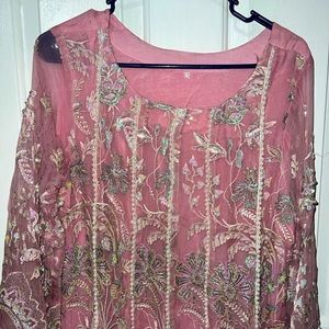 Pakistani indian dress. Chiffon long shirt very beautiful.